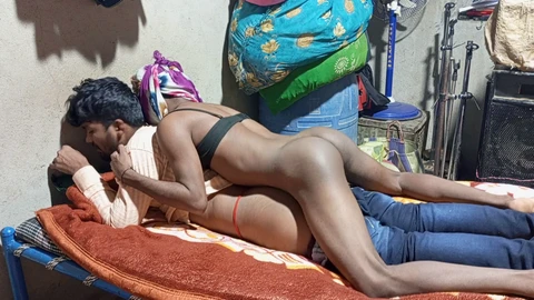 Guy gets it from a beautiful shemale while she also enjoys her own pleasures with another guy